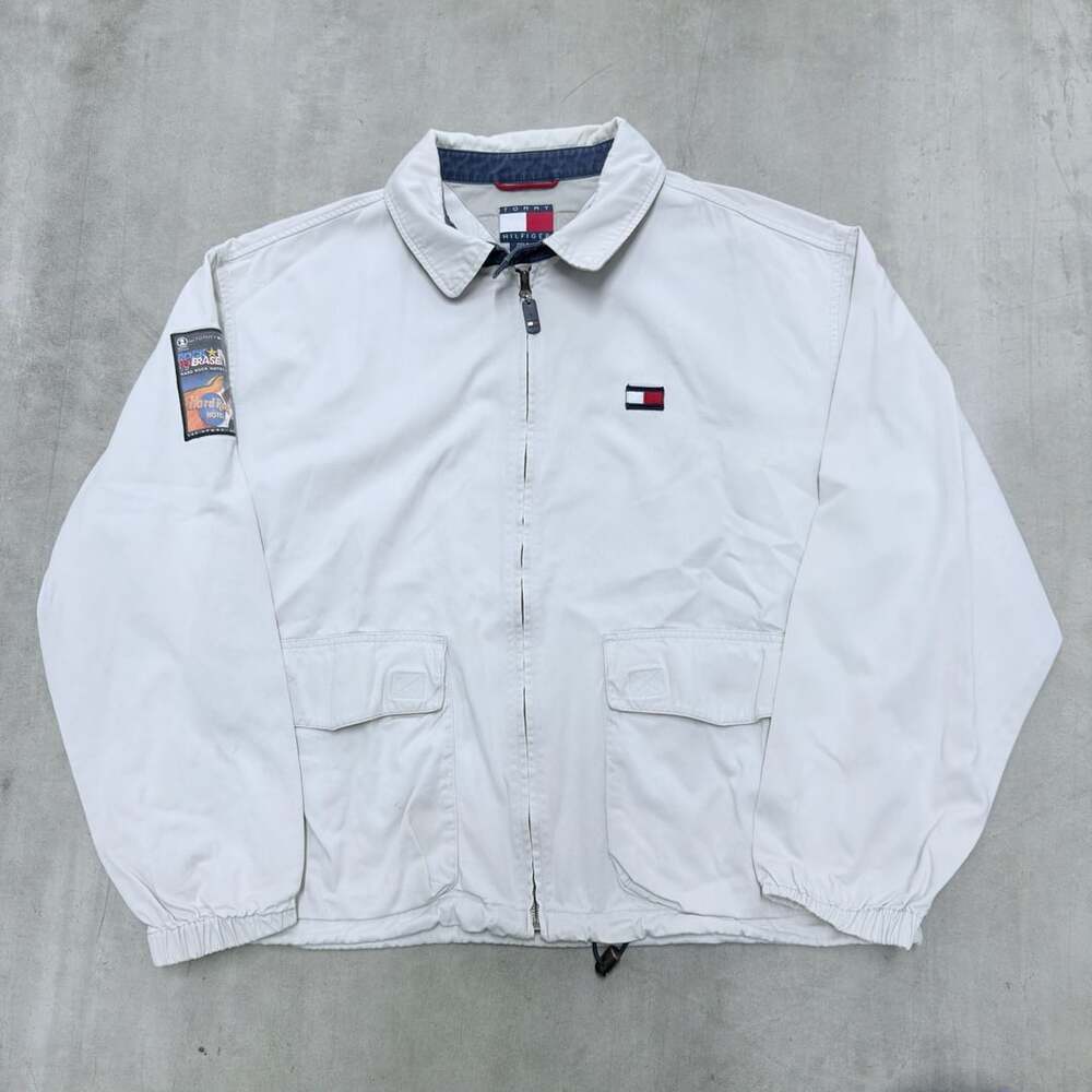 Vintage 90s Tommy Hilfiger Hard Rock Hotel Rock To Erase MS Flag Patch Jacket